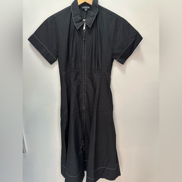 NWT! J.Crew Zip-up black shirtdress in cotton poplin. Size 6. $178 - Picture 5 of 9